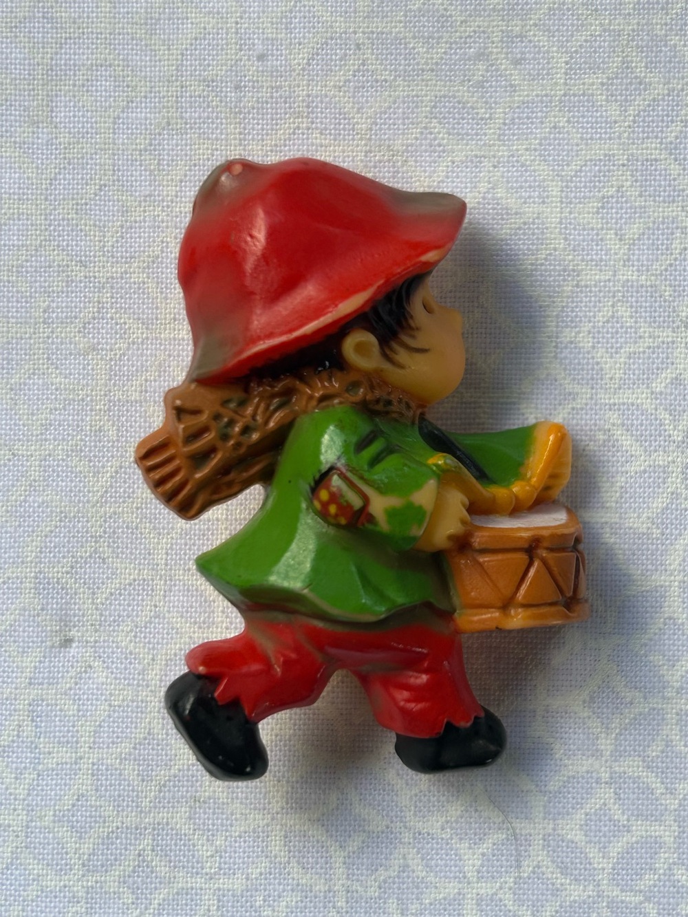 Vintage Hallmark 1970s Red-Hat Little Drummer Boy Christmas Brooch Pin
